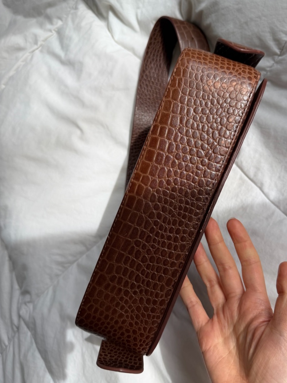 St. Agni Bianca Croc Shoulder Bag - Picture 7 of 14